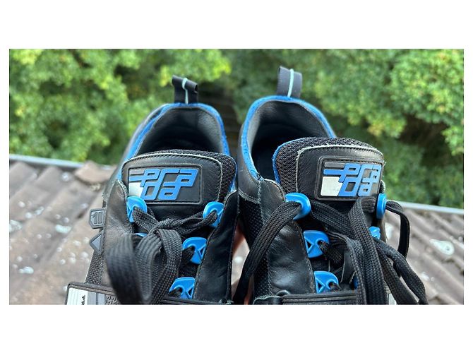 Prada Sneakers Nero Blu Pelle Camoscio - vista 9