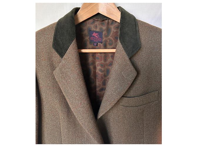 Giacca Etro in lana marrone con colletto in velluto - vista 3
