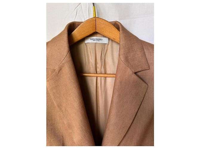Autre Marque Blazer San Lorenzo en Lino Marrón Castaño - vista 2