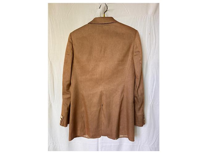 Autre Marque Blazer San Lorenzo en Lino Marrón Castaño - vista 3