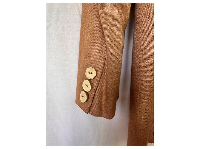 Autre Marque Blazer San Lorenzo en Lino Marrón Castaño - vista 4