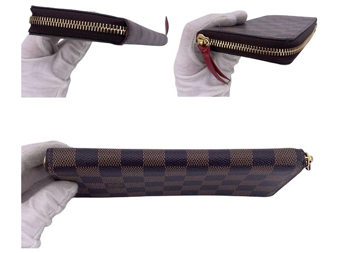 Louis Vuitton Cartera Zippy Clemence Damier Ebene Monedero Rojo Castaño - vista 3