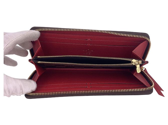 Louis Vuitton Cartera Zippy Clemence Damier Ebene Monedero Rojo Castaño - vista 4