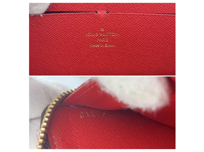 Louis Vuitton Cartera Zippy Clemence Damier Ebene Monedero Rojo Castaño - vista 5