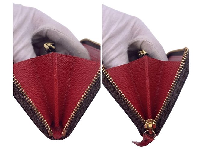 Louis Vuitton Cartera Zippy Clemence Damier Ebene Monedero Rojo Castaño - vista 6