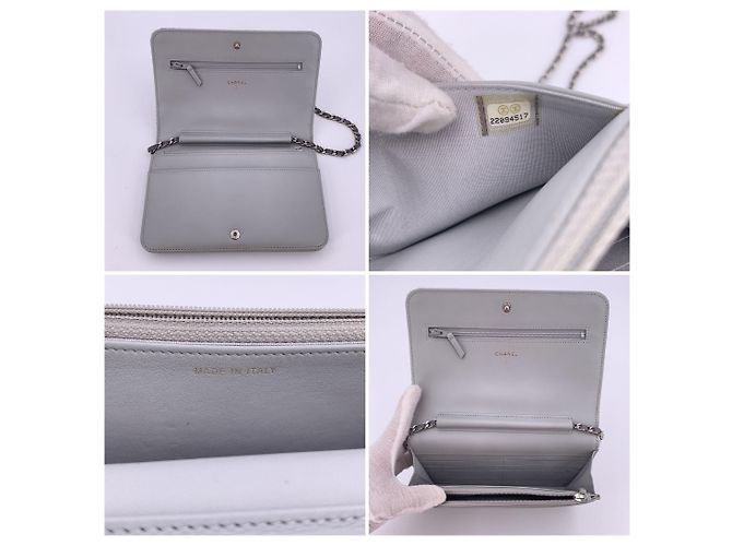 Chanel Borsa a tracolla Deauville Wallet On Chain in tessuto grigio - vista 5