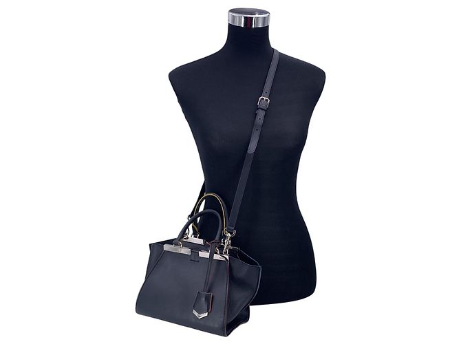 Fendi Borsa a mano e a tracolla Petite 2Jours in pelle Dark Navy Blu navy - vista 2
