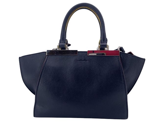 Fendi Borsa a mano e a tracolla Petite 2Jours in pelle Dark Navy Blu navy - vista 3