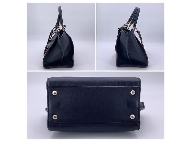 Fendi Borsa a mano e a tracolla Petite 2Jours in pelle Dark Navy Blu navy - vista 4