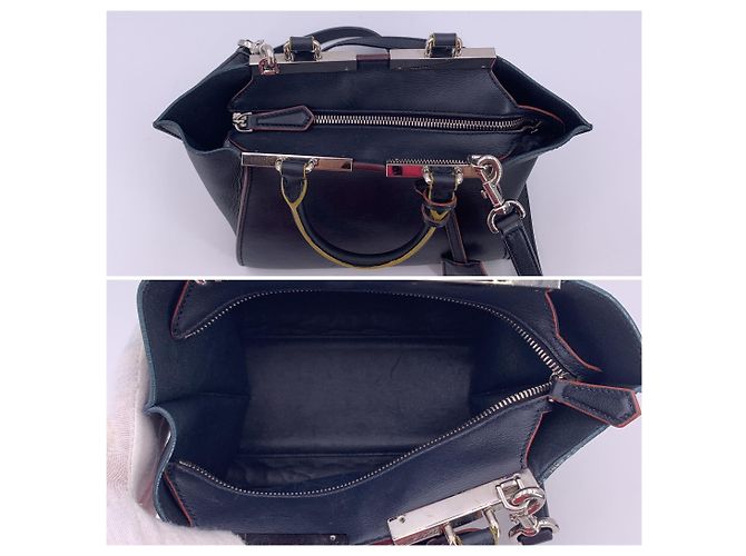 Fendi Borsa a mano e a tracolla Petite 2Jours in pelle Dark Navy Blu navy - vista 5
