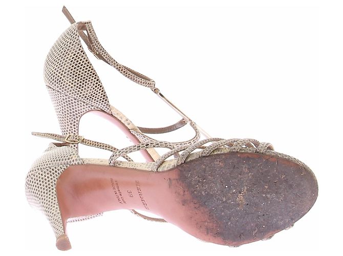Hermès Décolleté in pelle di lucertola Beige - vista 4