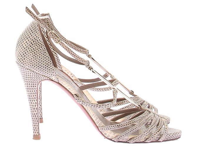 Hermès Décolleté in pelle di lucertola Beige - vista 5