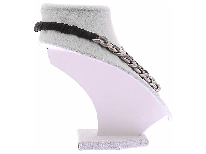Chanel Cerchietto in metallo argentato e pelle Nero - vista 5