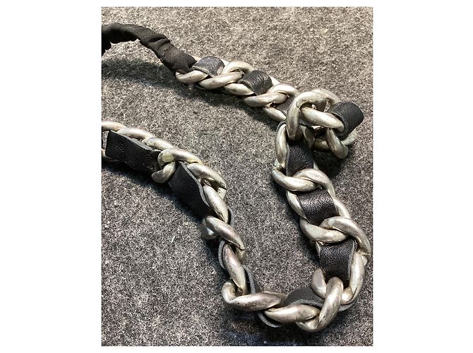 Chanel Cerchietto in metallo argentato e pelle Nero - vista 7