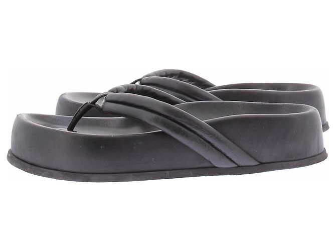 Autre Marque GIA BORGHINI Keilabsatz Flip-Flops Leder Schwarz Größe 39 - Ansicht 2