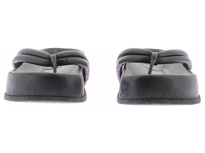 Autre Marque GIA BORGHINI Keilabsatz Flip-Flops Leder Schwarz Größe 39 - Ansicht 3