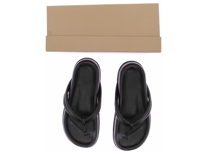 Autre Marque GIA BORGHINI Keilabsatz Flip-Flops Leder Schwarz Größe 39 - Ansicht 4