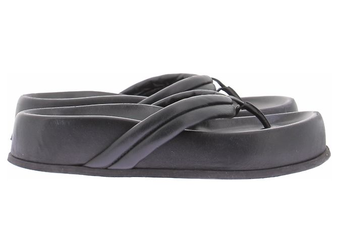 Autre Marque GIA BORGHINI Keilabsatz Flip-Flops Leder Schwarz Größe 39 - Ansicht 6