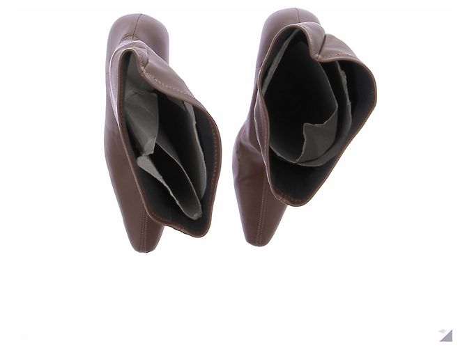 Autre Marque Stivali con tacco in pelle marrone - vista 4