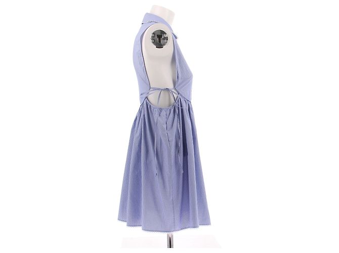 Miu Miu Mini vestido de cuadros Vichy Azul - vista 3