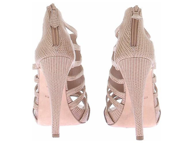 Hermès Décolleté shell in pelle di lucertola Beige - vista 6