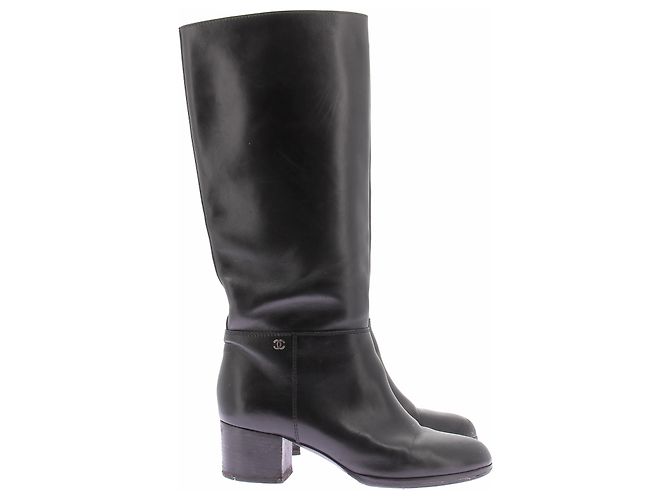 Chanel Schwarze Lederstiefel Größe 39 - Ansicht 6