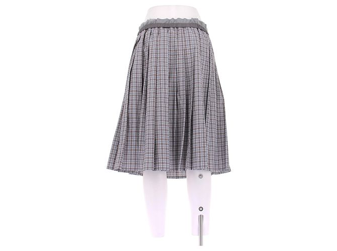 Miu Miu Falda midi plisada de cuadros Gris - vista 2