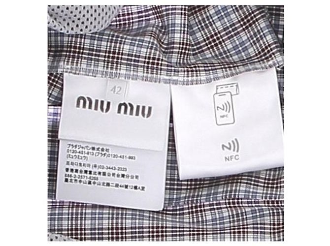 Miu Miu Falda midi plisada de cuadros Gris - vista 6