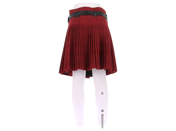 Falda de lana roja con estampado tartan Christian Dior - vista 2