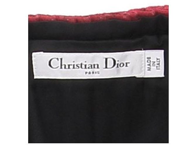 Falda de lana roja con estampado tartan Christian Dior - vista 6