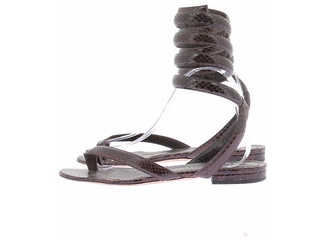 Bottega Veneta Sandalias con estampado de serpiente Castaño - vista 2