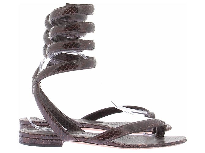 Bottega Veneta Sandalias con estampado de serpiente Castaño - vista 5