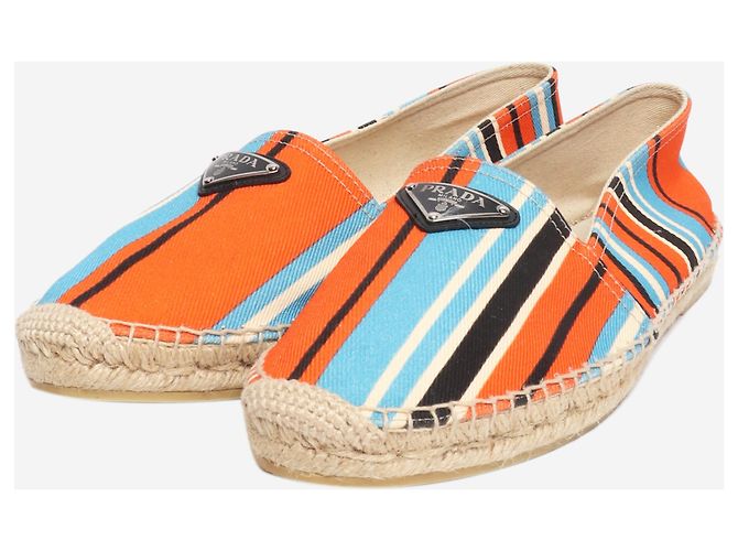 Prada Multicolour canvas striped espadrilles - size UK 8 Multiple colors - view 2