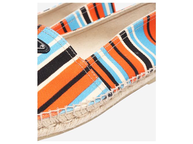 Prada Multicolour canvas striped espadrilles - size UK 8 Multiple colors - view 4