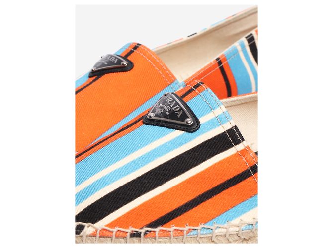 Prada Multicolour canvas striped espadrilles - size UK 8 Multiple colors - view 5