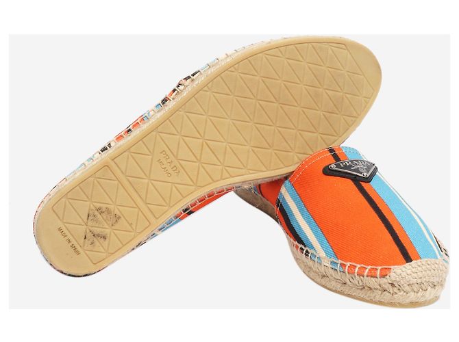 Prada Multicolour canvas striped espadrilles - size UK 8 Multiple colors - view 6