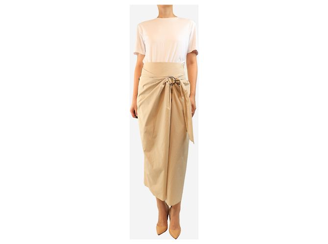 Brunello Cucinelli Falda de algodón a capas neutra - size UK 8 - vista 2