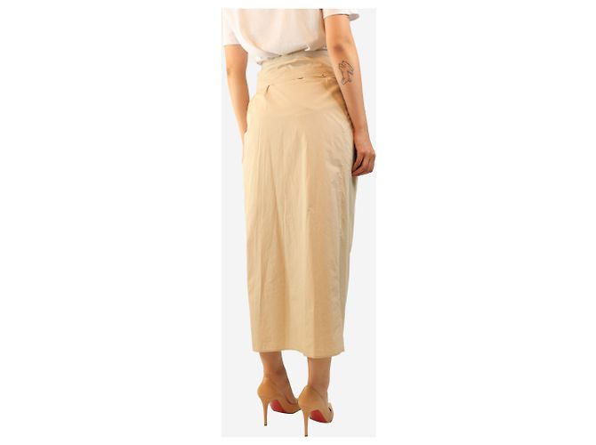Brunello Cucinelli Falda de algodón a capas neutra - size UK 8 - vista 3