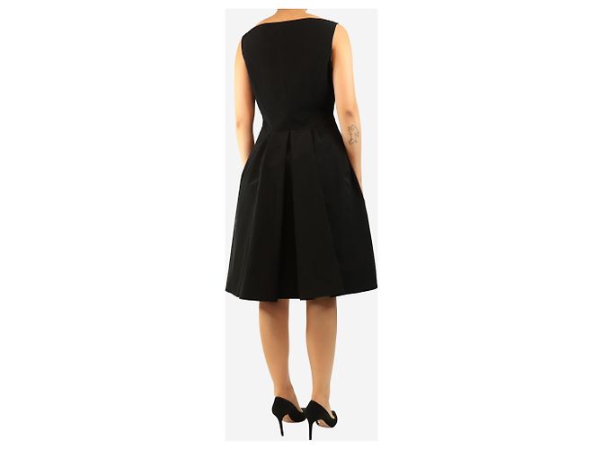 Autre Marque Vestido midi sin mangas de mezcla de algodón negro - size UK 10 - vista 2