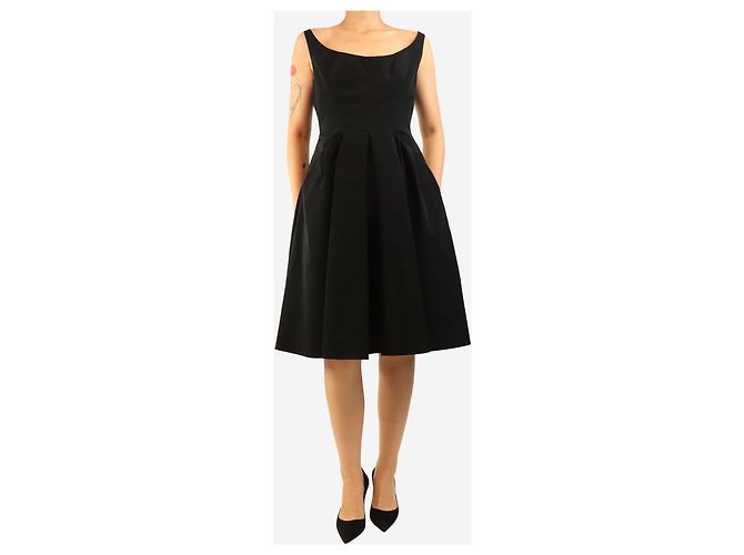 Autre Marque Vestido midi sin mangas de mezcla de algodón negro - size UK 10 - vista 3
