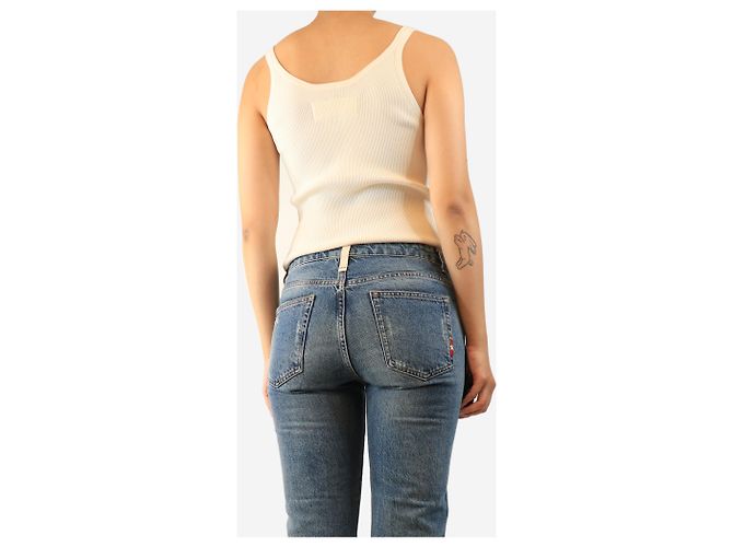 Ermanno Scervino Geripptes Tanktop in Creme - size UK 10 Roh - Ansicht 2
