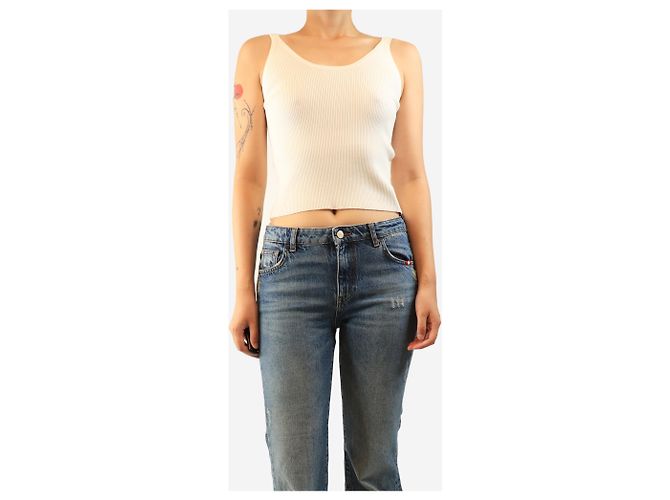 Ermanno Scervino Geripptes Tanktop in Creme - size UK 10 Roh - Ansicht 3