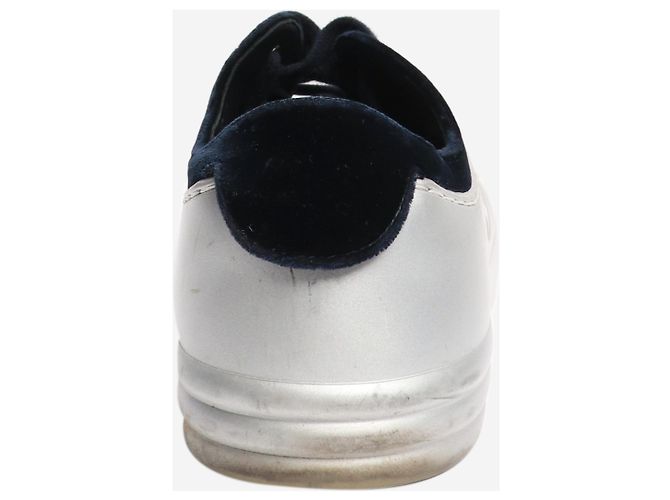 Chanel CC-Sneaker in Silber mit blauem Samtbesatz - size EU 37 - Ansicht 3