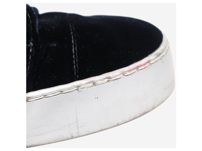 Chanel CC-Sneaker in Silber mit blauem Samtbesatz - size EU 37 - Ansicht 5