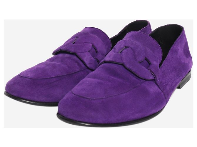 Hermès Mocassini in camoscio viola con motivo a catena - size EU 36 (UK 3) Porpora - vista 2