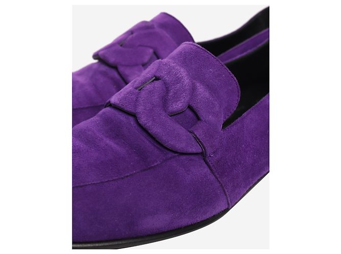 Hermès Mocassini in camoscio viola con motivo a catena - size EU 36 (UK 3) Porpora - vista 4