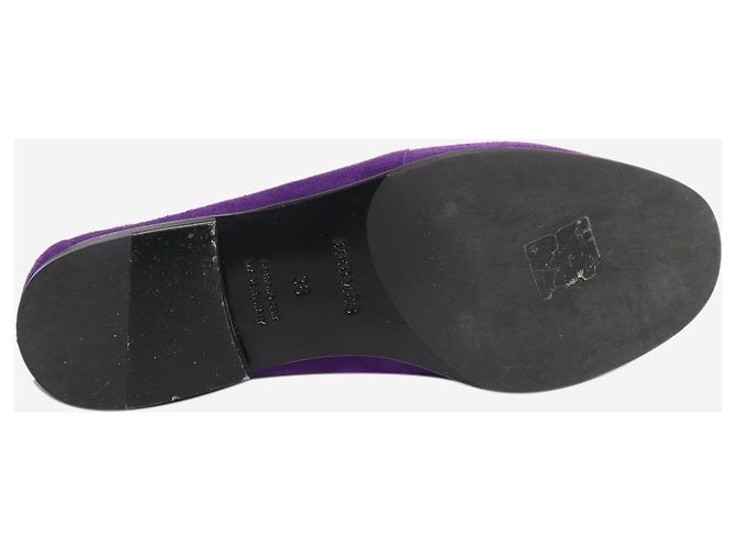 Hermès Mocassini in camoscio viola con motivo a catena - size EU 36 (UK 3) Porpora - vista 5