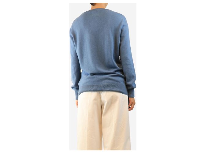 Autre Marque Blauer V-Ausschnitt-Pullover aus Kaschmir - Größe M - Ansicht 2