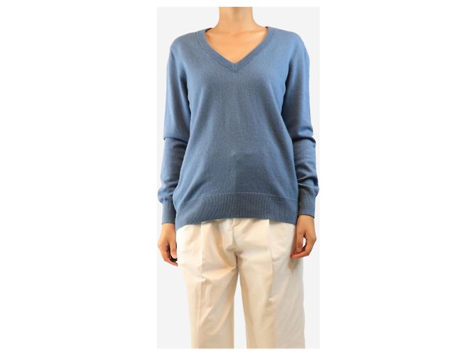 Autre Marque Blauer V-Ausschnitt-Pullover aus Kaschmir - Größe M - Ansicht 3