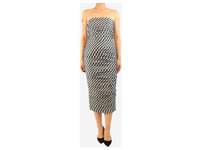 Autre Marque Trägerloses Kleid mit schwarz-weißem Vichy-Karo - size UK 10 - Ansicht 3